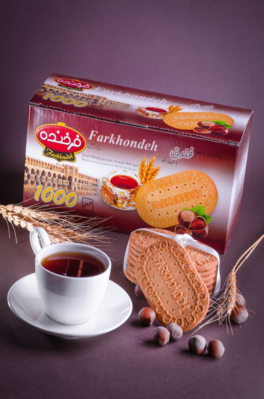 تصویر  بیسکویت 1۰۰۰ با طعم فندق و تزیین شکر