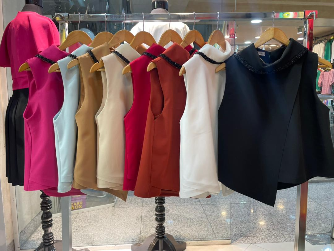 تصویر  شومیز یقه جواهری