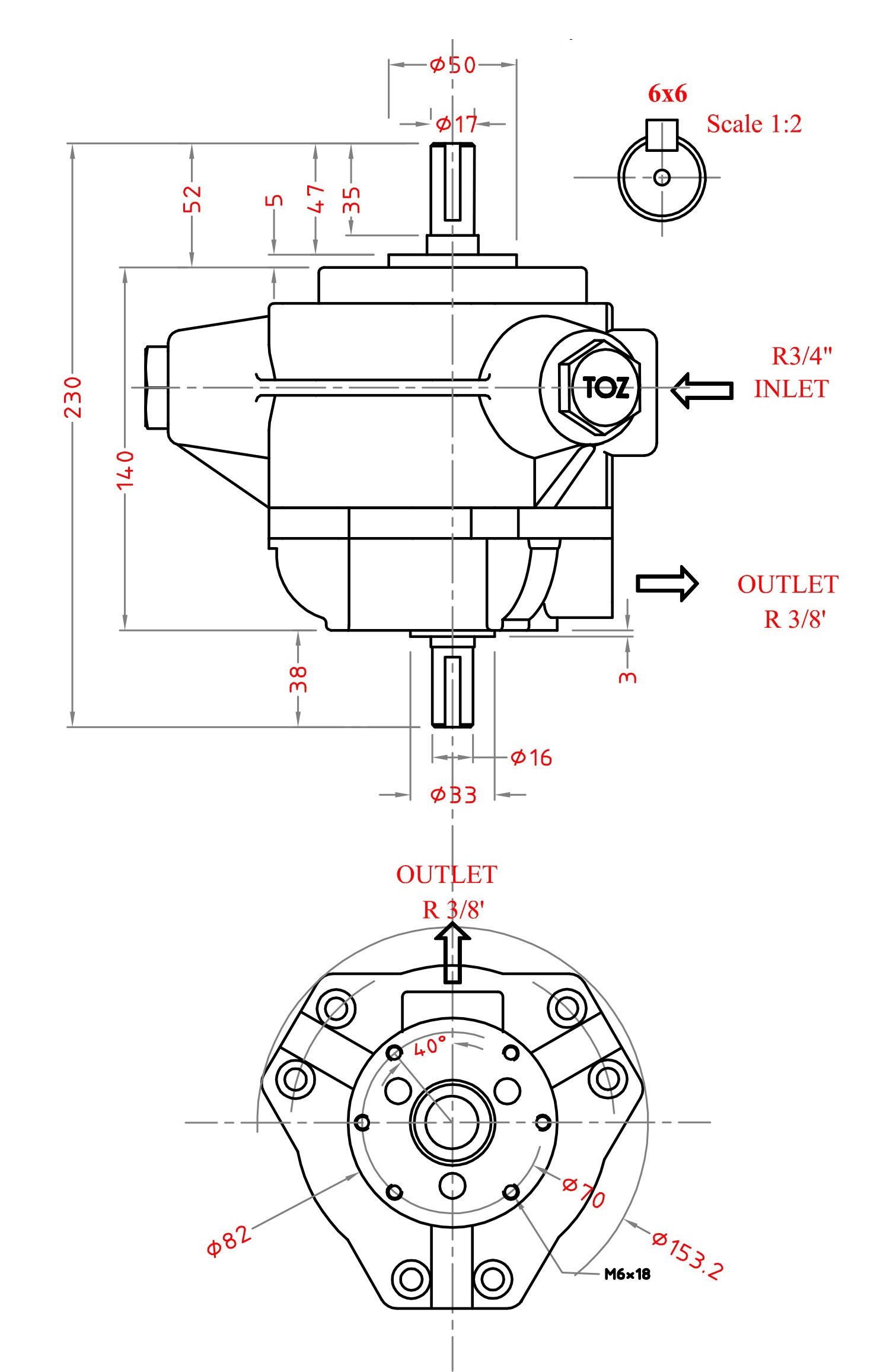 تصویر  پمپ هیدرولیک رادیال 0/7 لیتر 600 بار فشار