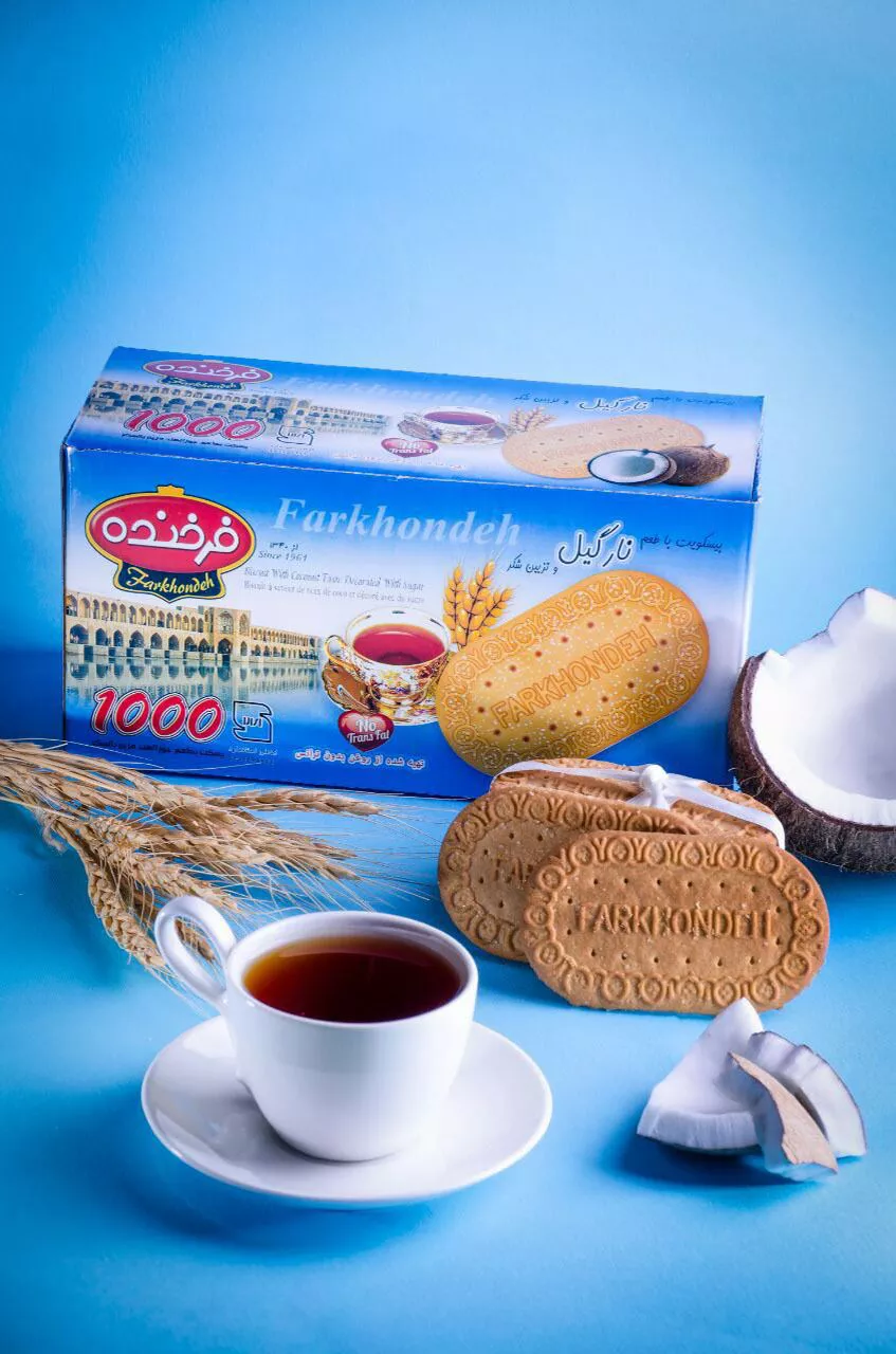 تصویر  بیسکویت 1۰۰۰ با طعم نارگیل و تزیین شکر