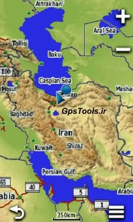 تصویر  نقشه توپوگرافی ایران گارمین